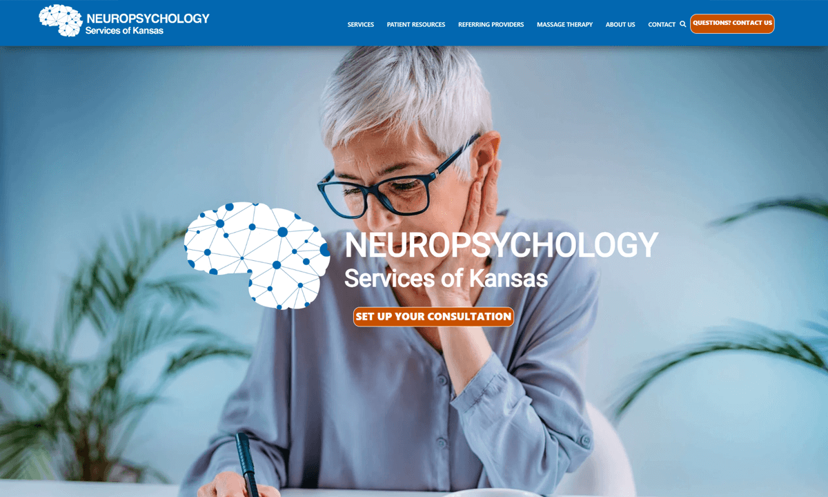 Neuropsychology Services of Kansas website - AFTER redesign