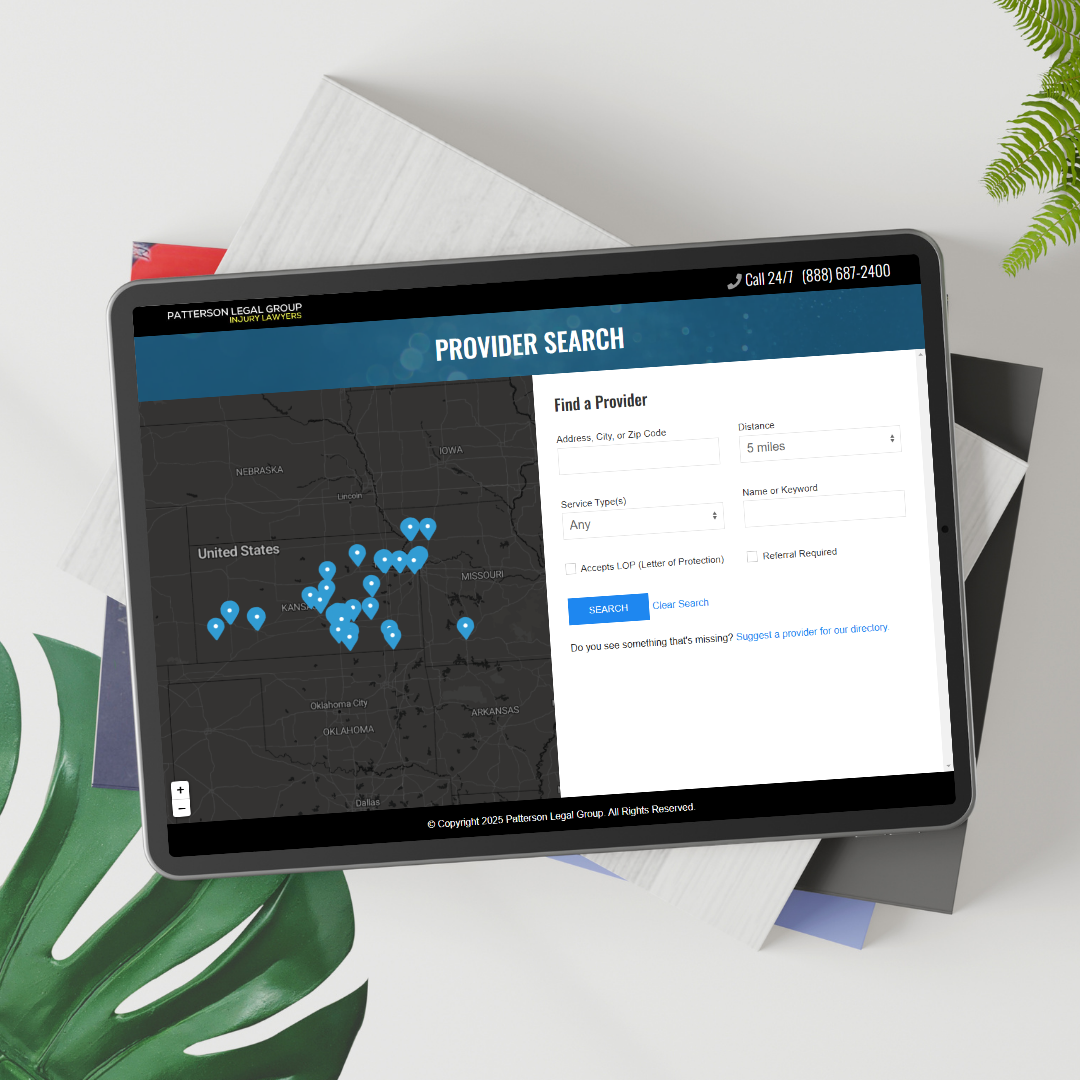 Patterson Legal Group providers map.