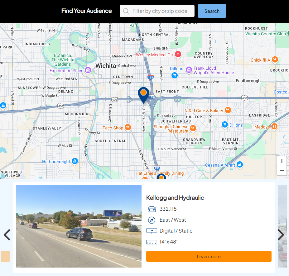 Closeup of improved billboard map.